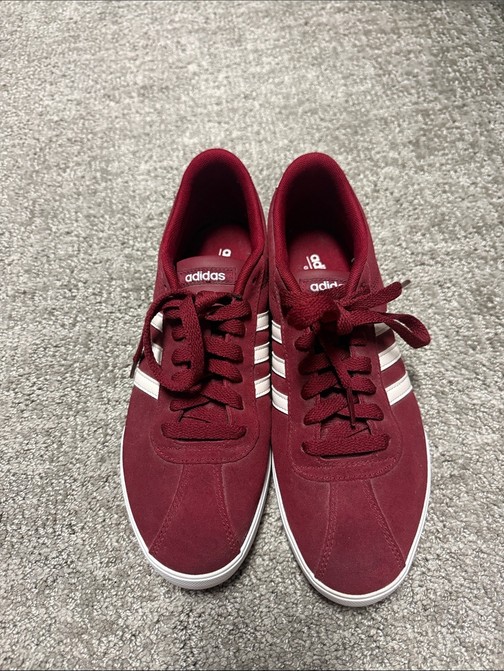 adidas Maroon Suede Sneakers with White Three Stripes